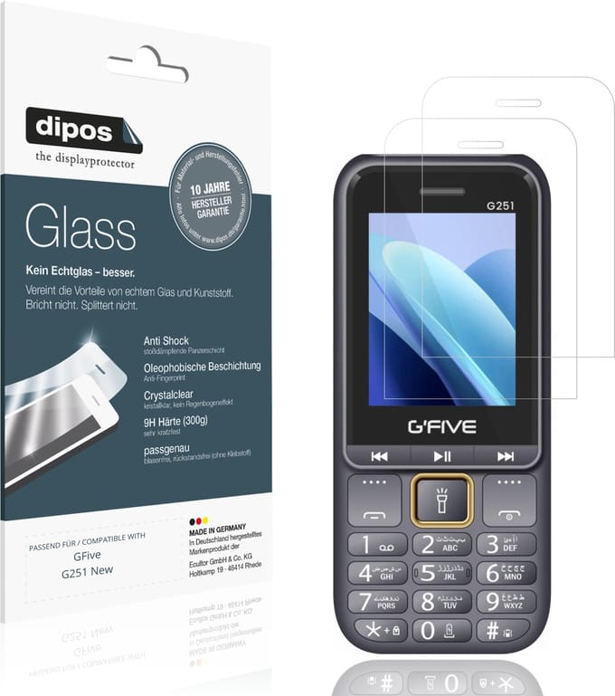 dipos – 2x Pantserfolie geschikt voor GFive G251 New | 9H Screenprotector