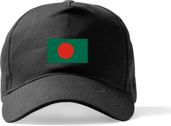 Zwarte Pet Beechfield met Wereldvlaggen, land Banglandesh klittenbandsluiting