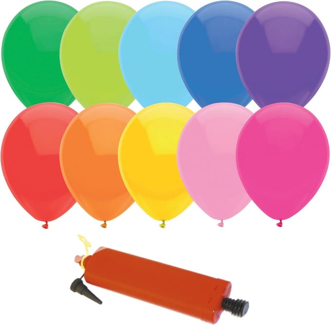 Haza - 200x gekleurde latex verjaardag ballonnen met ballonnenpomp