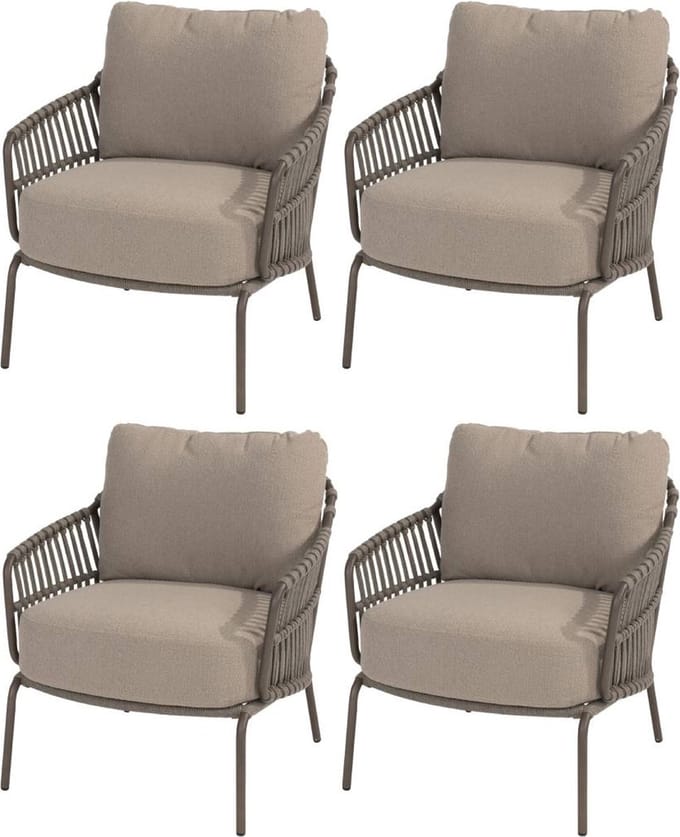 Amalfi Pasadena low dining tuinset 5 delig zand