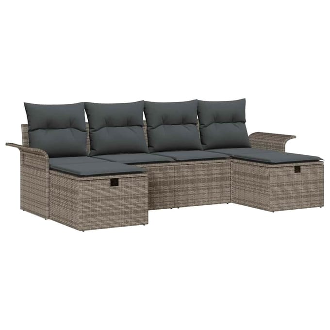 vidaXL - Tuinbank - Set - 6 - st - Grijs - poly - rattan