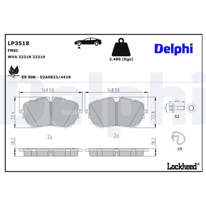 Remblokset DELPHI LP3518, voor