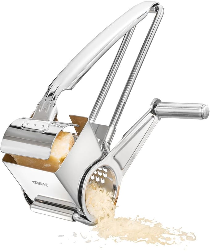 GEFU QUESO Kaasmolen 19,5 cm – Trommelrasp – RVS – Voor Kaas, Noten en Chocolade