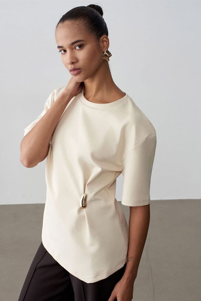 Dames T-shirt met ronde hals en korte mouwen