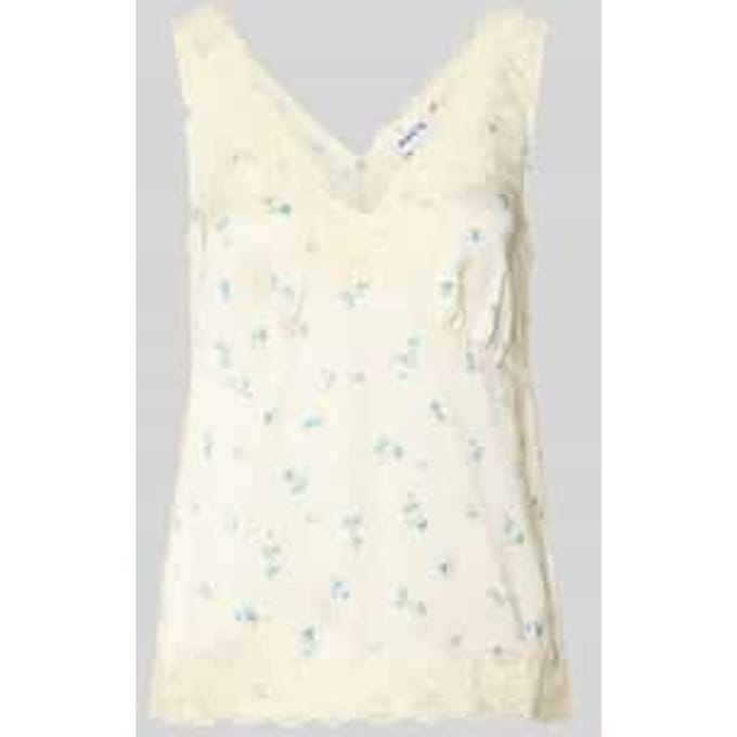 Blousetop van viscose met kanten afwerking