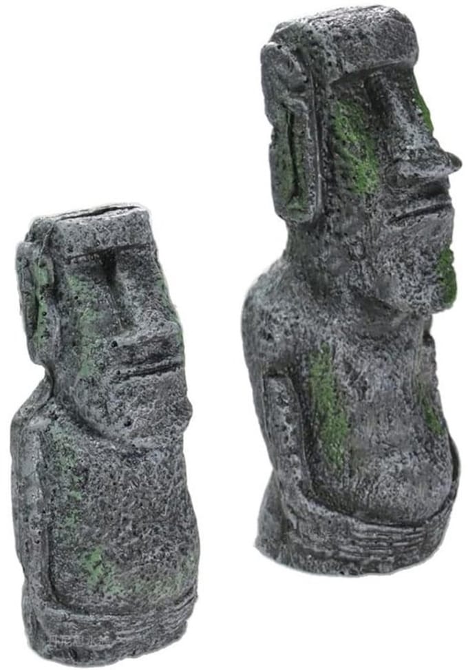 Store_7 - Antieke standbeelden - Aquariumdecoratie - Set van 2 - Moai