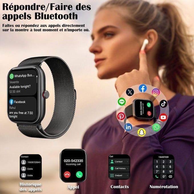 Montre connectée - WENZYLIQUOX - Smartwatch 1,91  - Alexa intégrée - IP68 - SpO2