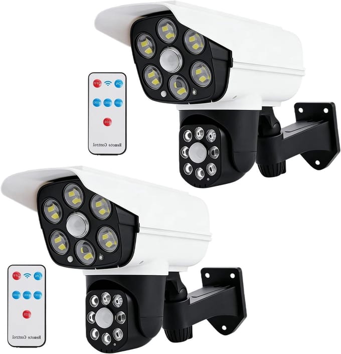 Dummy Camera Set - Nep Camera Buiten - Diefstal Afschrikken - Op Zonne-energie - 2 Stuks - Wit
