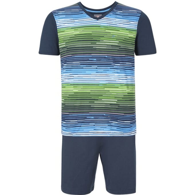 Jan Vanderstorm herren Korte Pyjama - 64/66 - donkerblauw - Plus Size