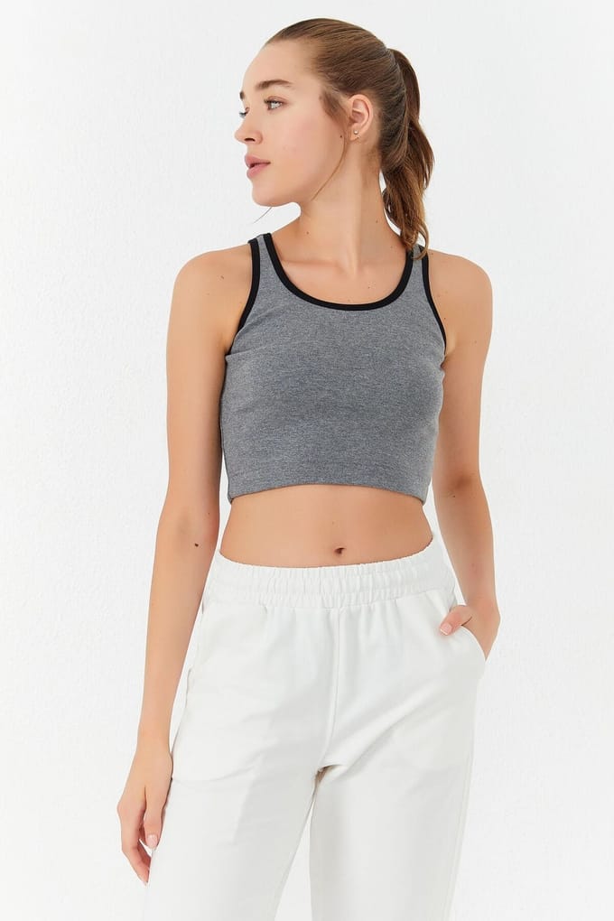 Geribbelde Mouwloze Crop Top