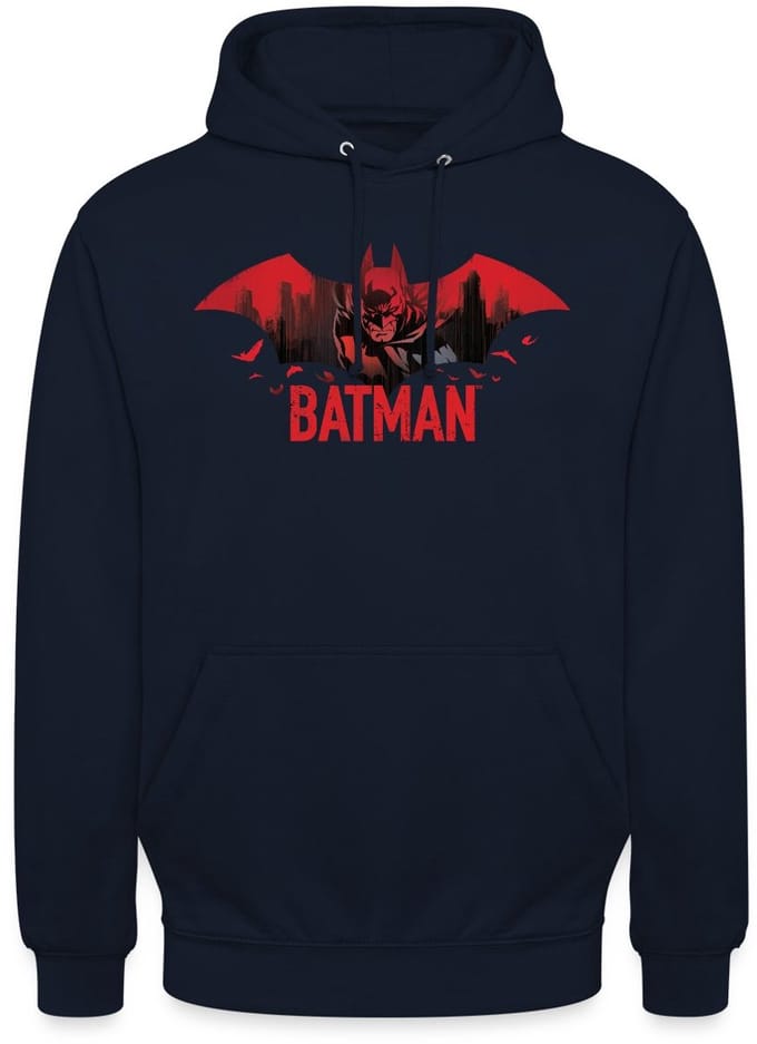 Batman Met Vleermuizen En Rood Batman-Logo Hoodie Unisex