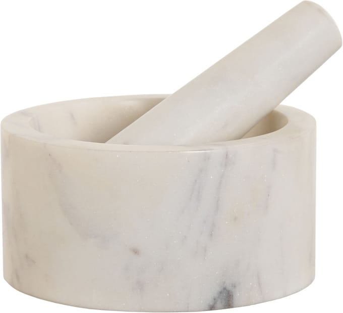 ITEM Vijzel met stamper - wit - marmer - rond - mortier - keukenartikelen