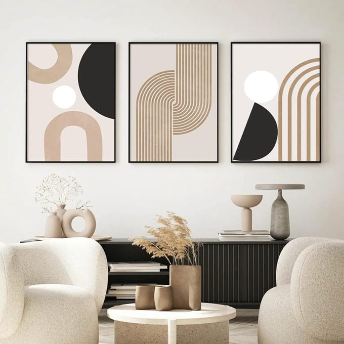 Abstracte Lijnkunst Posters Set van 3 voor Woonkamer of Slaapkamer