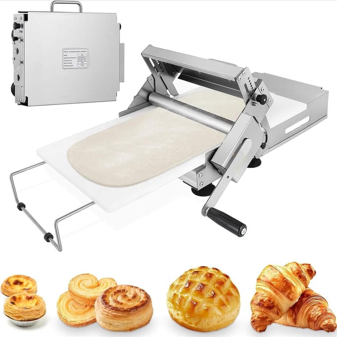 Handmatige deegroller - Bakkerij tool - Deeg uitrollen - Verstelbare dikte - 83 x 49 x 20cm - Zilverkleurig
