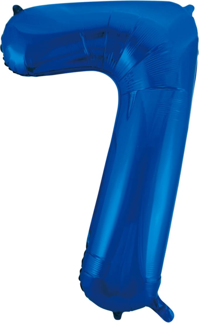Blauwe folie ballon cijfer 7.