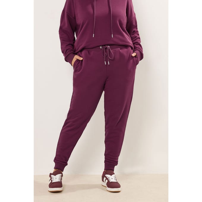 Yours Burgundy Red Tie Cuffed Joggers Size 48