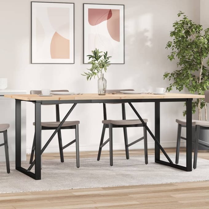 vidaXL - Eettafel - O-frame - 180x90x75,5 - cm - massief - grenenhout - en - staal