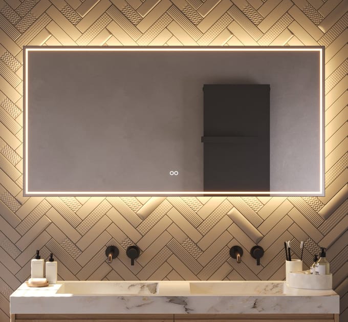 Schaere - Badkamerspiegel - LED Verlichting - Spiegel Verwarming - Touch Sensor - Dimfunctie - 140x70 cm