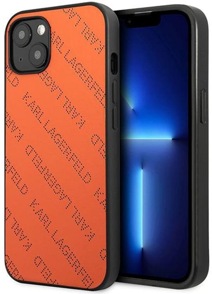 Karl Lagerfeld Perforated Allover Back Case - Geschikt voor Apple iPhone 13 (6.1") - Oranje