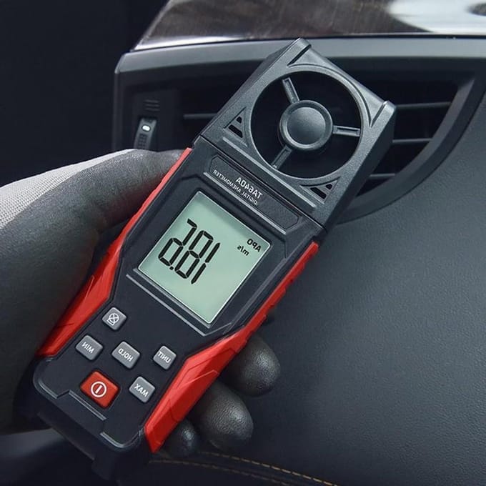 Luchtmeetsensor - Windmeter - Professioneel meten - Vijf eenheden - 30 m/s bereik - Zwart