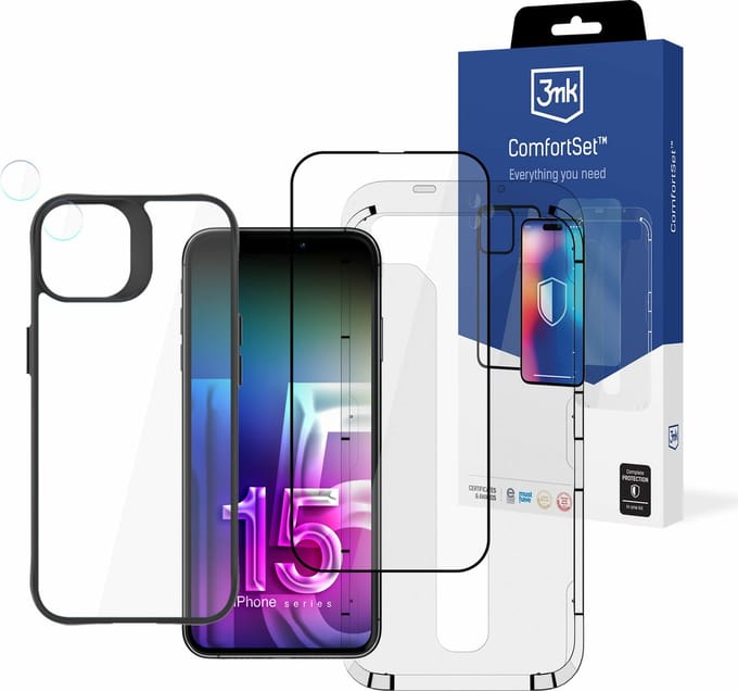 3MK Comfort Set - iPhone 15 Plus Beschermset - Ultralicht - Doorzichtig