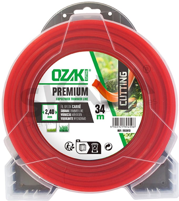 Blister vierkante nylondraad PREMIUM LINE OZAKI - Lengte: 34 m, Ø: 2,40mm