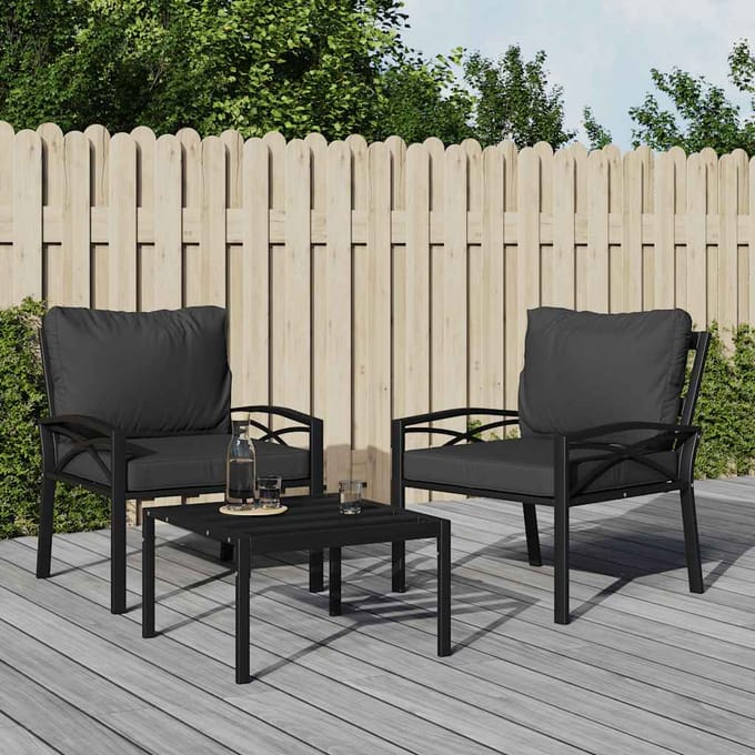 vidaXL - Tuinstoel - met - grijze - kussens - 68x76x79 - cm - staal