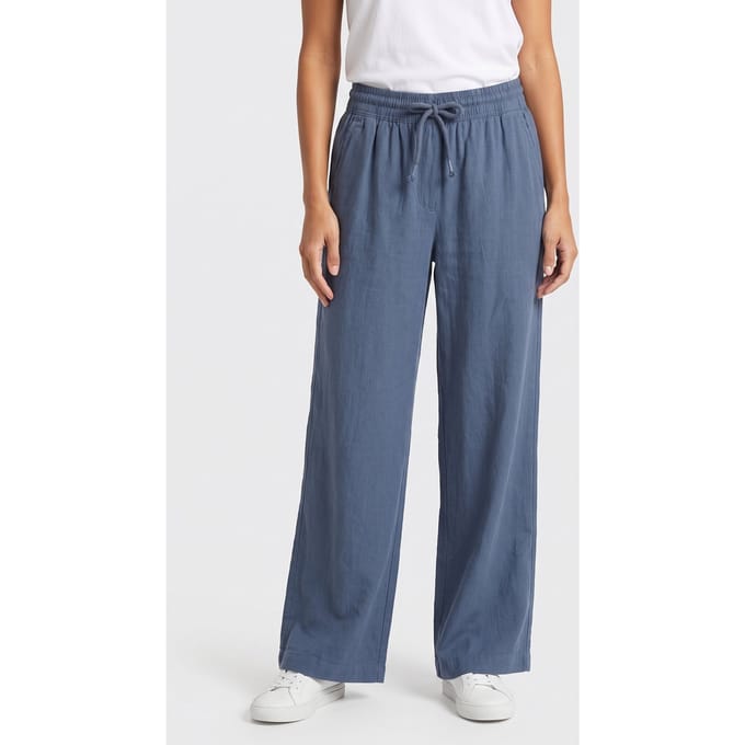 White Stuff Ella Linen Blend Trouser Mid Blue Taglia: 10 | Pantaloni Outlet | Donna | Bianco