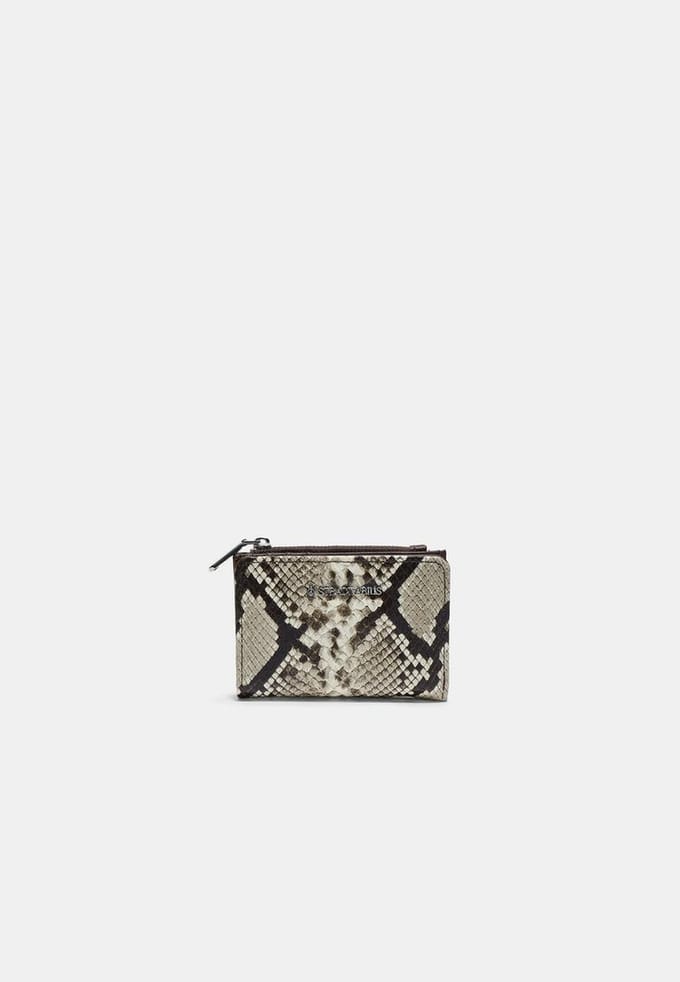 Stradivarius Portemonnee met pasjeshouder en slangenprint  Steen OS
