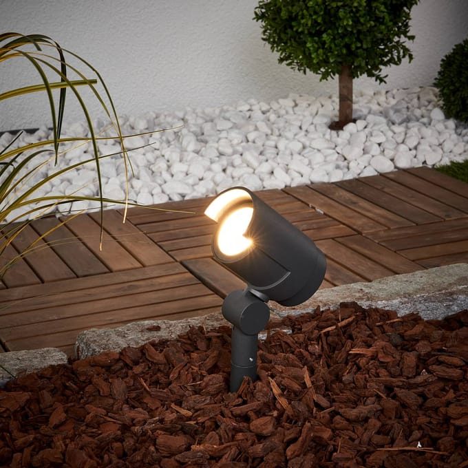 Lucande LED prikspot Beatrix, antraciet, aluminium, 45,7cm