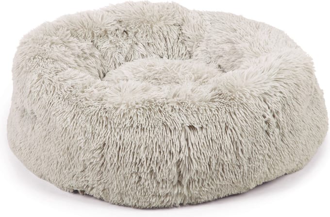 Beeztees Yali - Hondenmand - Pluche - Lichtgrijs - Fluffy - Diam. 70 cm