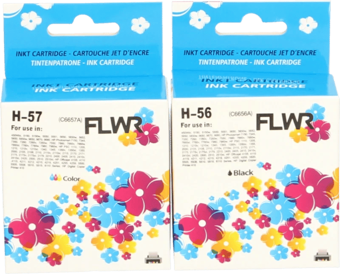 FLWR - Inktcartridge / 56 & 57 / 2-pack / Zwart & Kleur - Geschikt voor HP