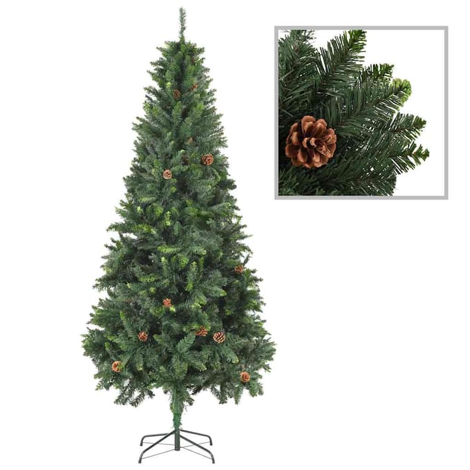 vidaXL - Kunstkerstboom - met - verlichting - kerstballen - dennenappels - 210 - cm
