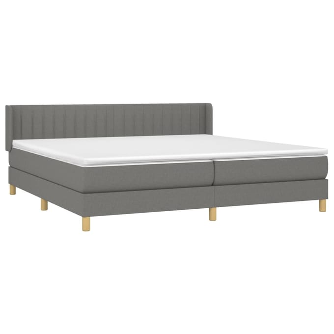 vidaXL - Boxspring - met - matras - stof - donkergrijs - 200x200 - cm