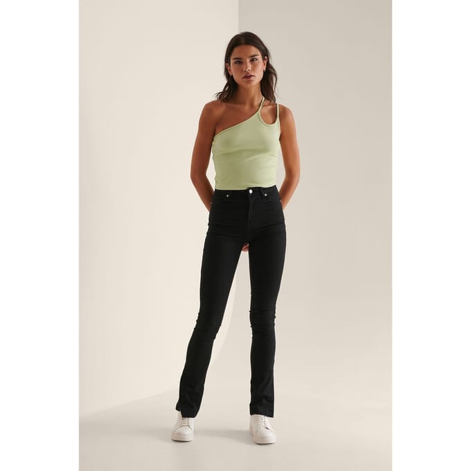 na-kd  - Maat EU 34 - Side Slit Skinny Dames Jeans