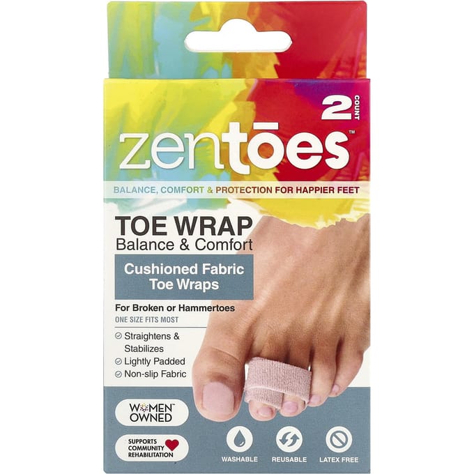 ZenToes, Toe Wrap Balance & Comfort, Cushioned Fabric Toe Wrap, 2-pack red