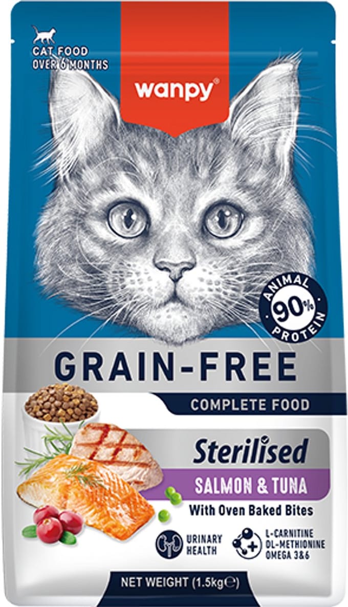 Wanpy - Kattenvoer - Droogvoer - Zalm & Tonijn - Sterilised - 1.5 kg