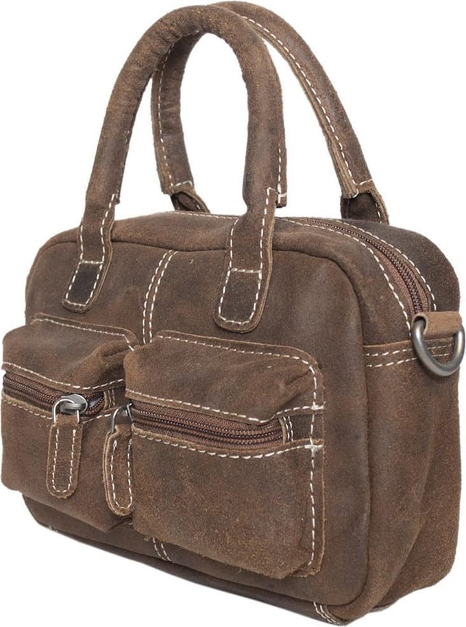 Arrigo Klein Tasje Dames • Schoudertasje • Mini Westernbag • Split leer • Lichtbruin
