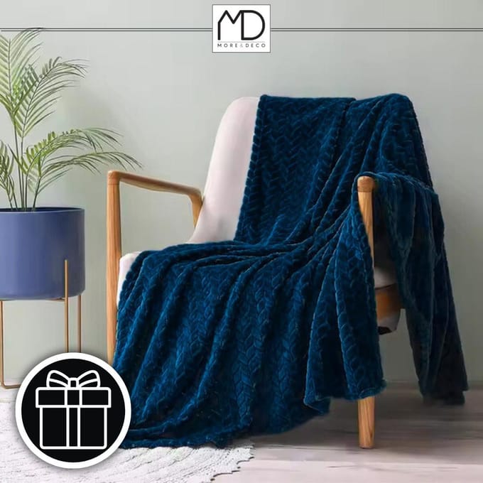 More&Deco - Tłoczone Deken - 200x220 cm - Granat - Polyester