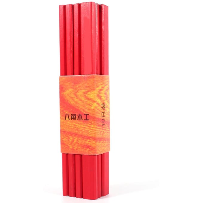 10 STuks Pak 175mm Achthoekige Hard Rode Timmermanpotlood Voor Bouwer Houtbewerking red