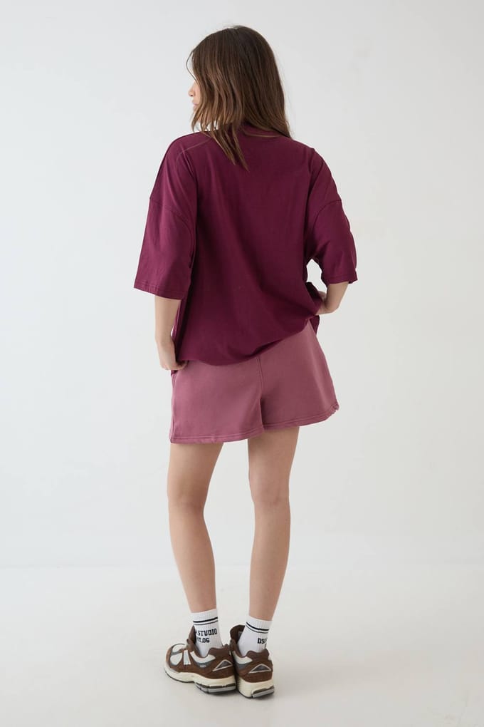 Dames Dsgn Studio Applique Oversized T-shirt | Plum | Maat: XS