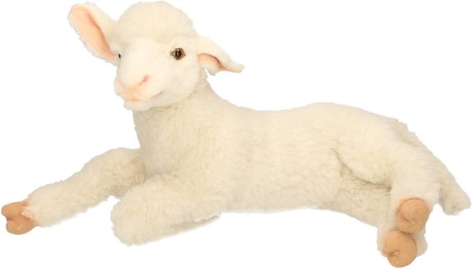 Hansa pluche lam/schaap knuffel - liggend - 33 cm - dieren knuffels