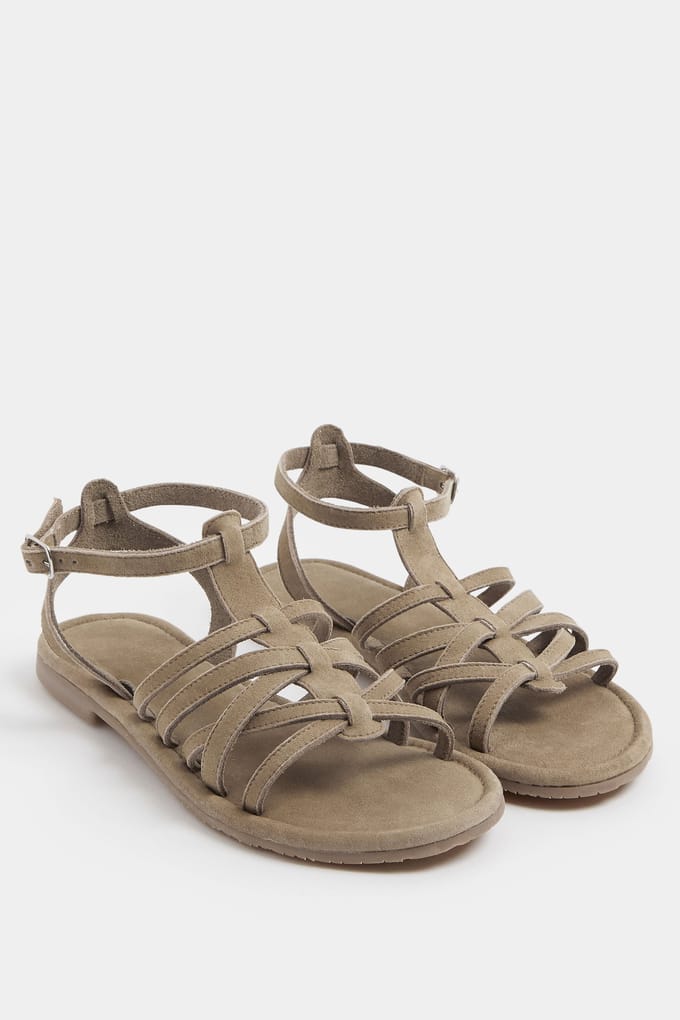 Yours Natuurbruine Imitatiesuède Gladiatorsandalen In Extra Brede Epasvormsize 42E