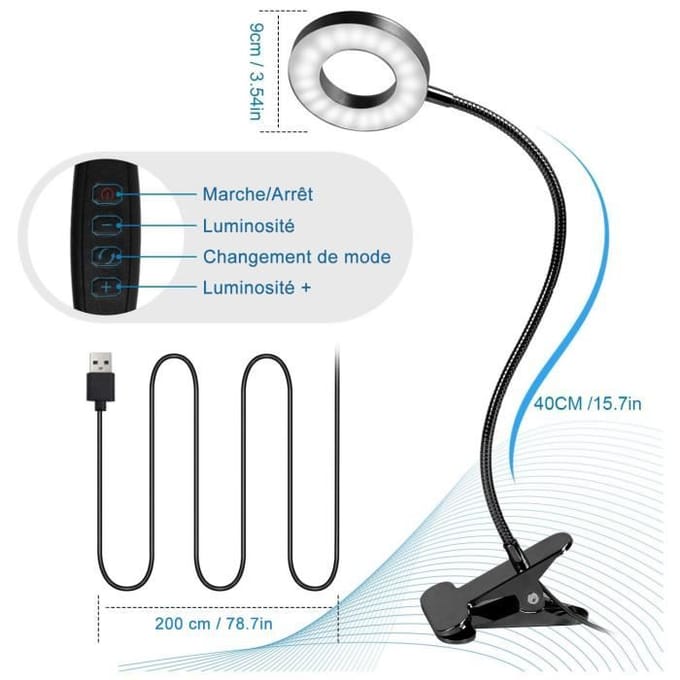 Bureaulamp - AUDBURN - 48 LED Flexibel 360° - 3 Verlichtingsmodi - USB Oplaadbaar