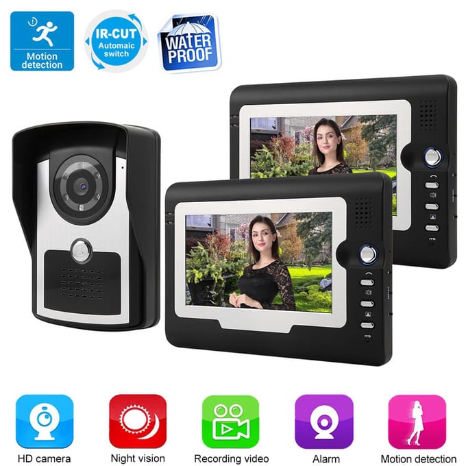 7  LCD Video Deurtelefoon Bedrade Intercom Deurbel Kit Thuis Toegangssysteem 1V2 SY810