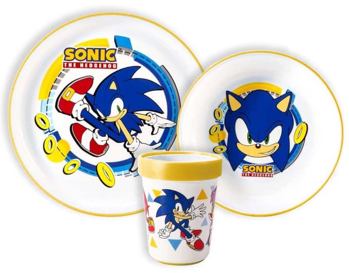 Sonic the Hedgehog Rings antislip eetset, micro plastic set