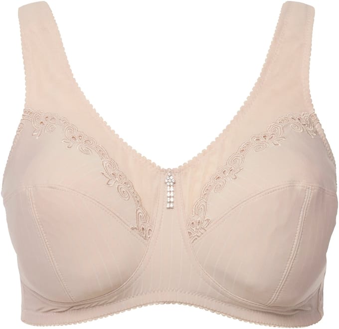 Ulla Popken - Dames - Ontlastingsbeha zonder beugel strasshanger - Parelwit - Maat 100G