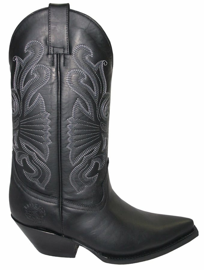 Grinders zwart lederen western cowboylaarzen-buffel