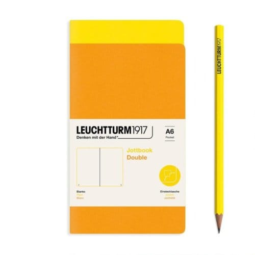 Leuchtturm1917 jottbook set van 2, flexcover, pocket a6, blanco, lemon / rising sun