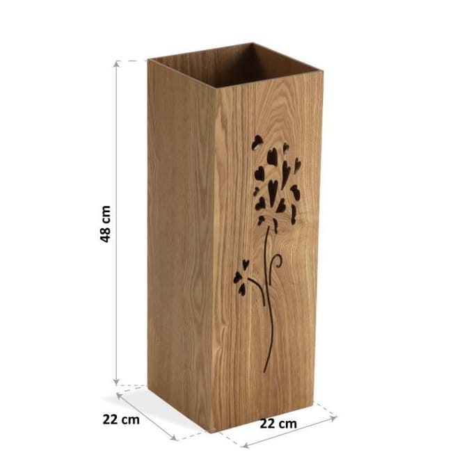 Paraplubak - Versa - Bloemen - MDF-hout - Bruin - 48 x 22 x 22 cm bruin
